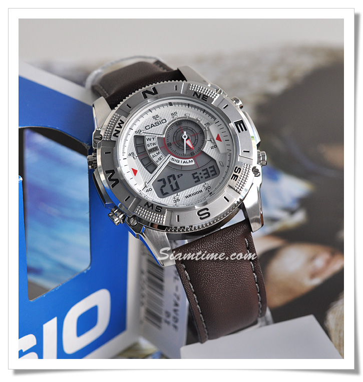 สยามไทม์-นาฬิกา รุ่น AMW-709L-7AVDF :: นาฬิกาหน้าสีขาว , นาฬิกาสายหนัง , AMW -709 , AMW-709L , AMW-709L-7A , นาฬิกาสายหนังสีน้ำตาล , นาฬิกาหนังสีน้ำตาล